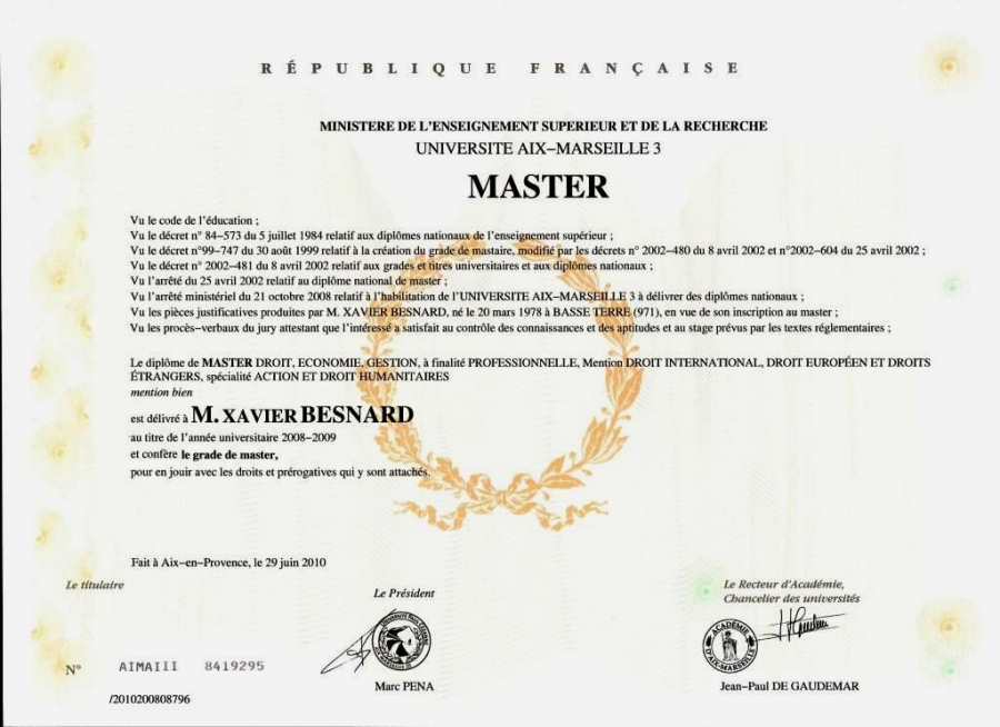 diplome universitaire master 2